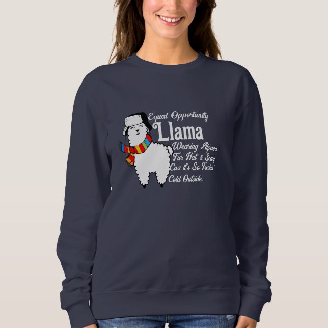 Funny Llama Sweatshirt - "Cold Llama" Women's Top (Front)