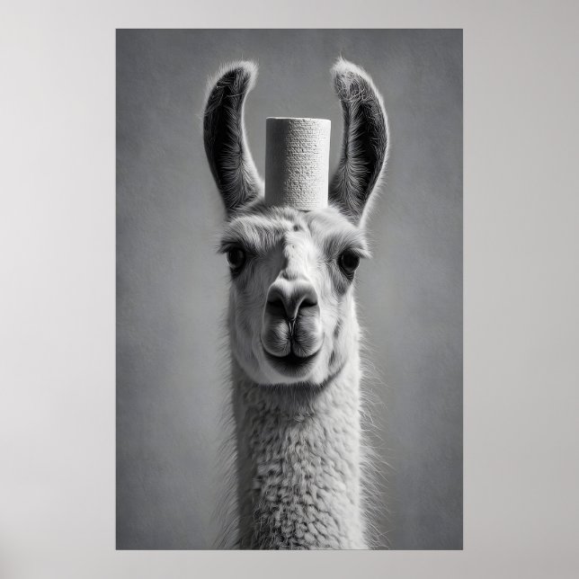 Funny Llama Toilet Paper Bathroom Print (Front)