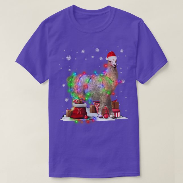 Funny Llama Tree Christmas Lights Xmas Pajama Matc T-Shirt