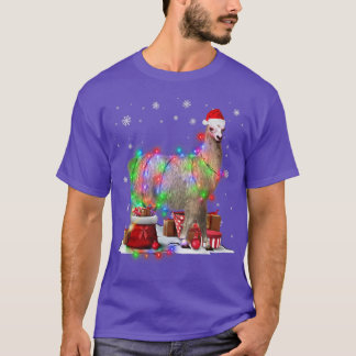 Funny Llama Tree Christmas Lights Xmas Pajama Matc T-Shirt