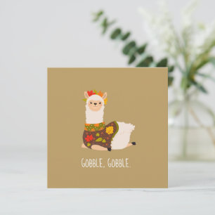 Funny Llama Turkey Thanksgiving  Flat Card