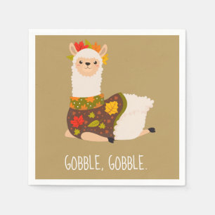 Funny Llama Turkey Thanksgiving  Napkin