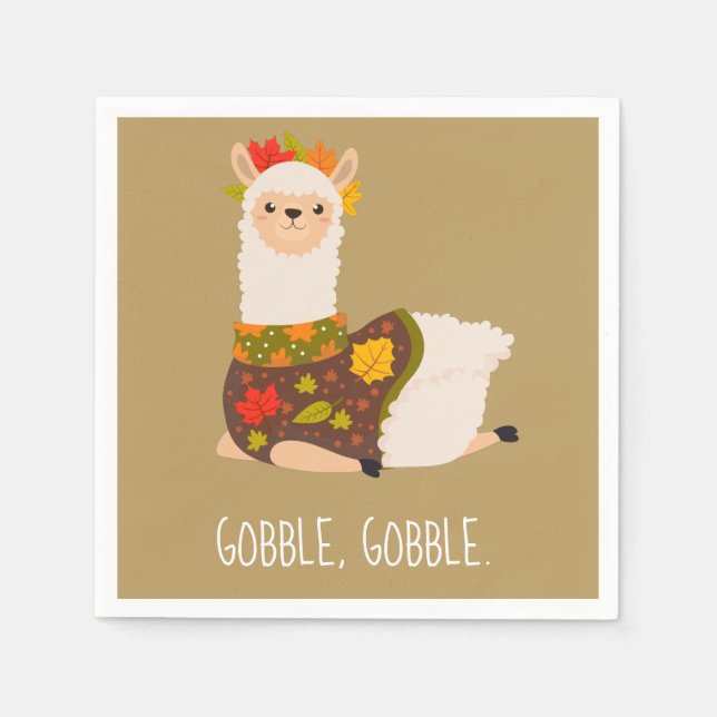 Funny Llama Turkey Thanksgiving  Napkin (Front)