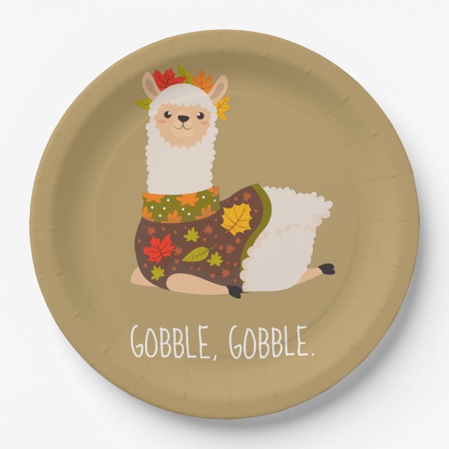 Funny Llama Turkey Thanksgiving  Paper Plate (Front)