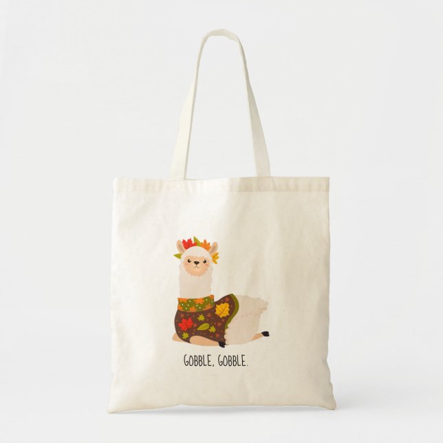 Funny Llama Turkey Thanksgiving  Tote Bag (Front)