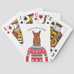 Funny Llama Wearing Ugly Christmas Nordic Sweater Playing Cards