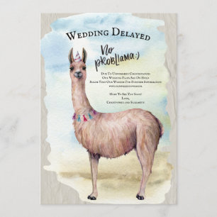 Funny Llama Wedding Postponed Invitation