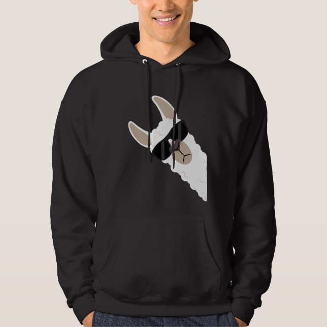 Funny Llama with sunglasses cool alpaca Hoodie (Front)