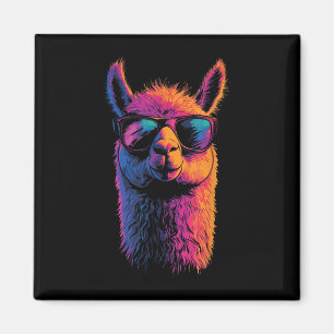 Funny Llama With Sungles Colourful No Drama Animal Magnet