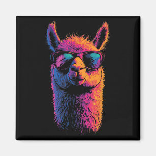Funny Llama With Sungles Colourful No Drama Animal Magnet