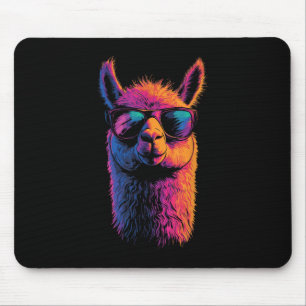 Funny Llama With Sungles Colourful No Drama Animal Mouse Pad