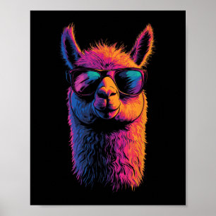 Funny Llama With Sungles Colourful No Drama Animal Poster