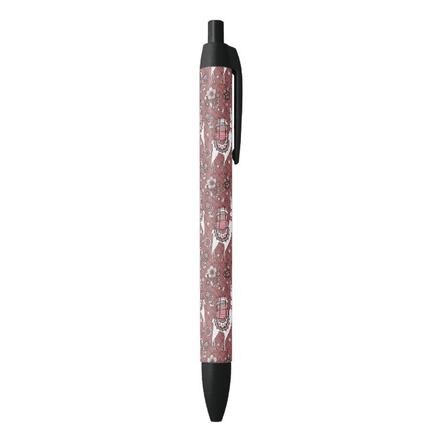 Funny Llamas Pattern Black Ink Pen (Bottom (Vertical))