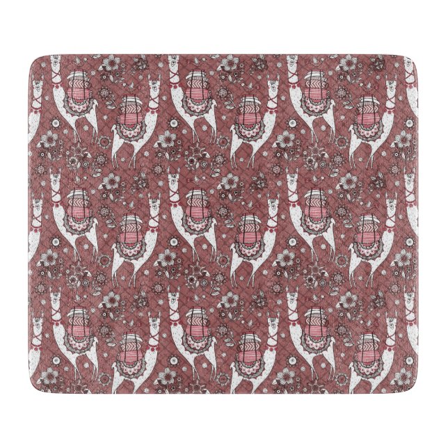 Funny Llamas Pattern Cutting Board (Front)