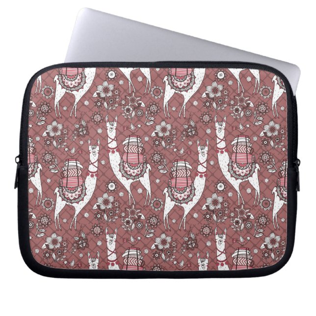 Funny Llamas Pattern Laptop Sleeve (Front)