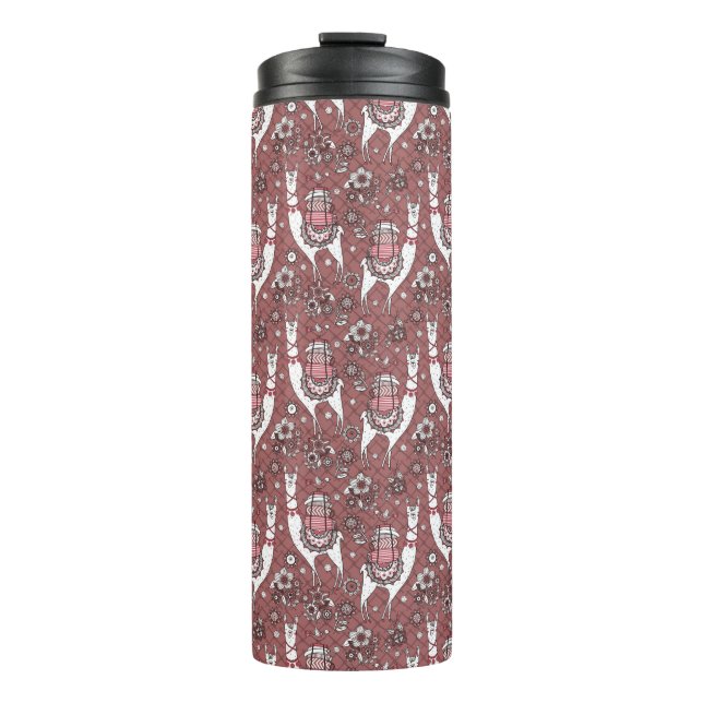 Funny Llamas Pattern Thermal Tumbler (Front)