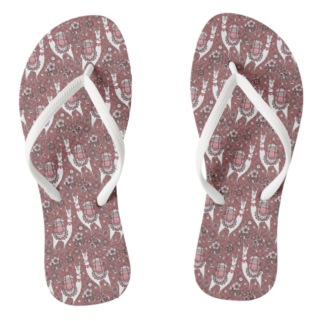 Funny Llamas Pattern Thongs (Footbed)
