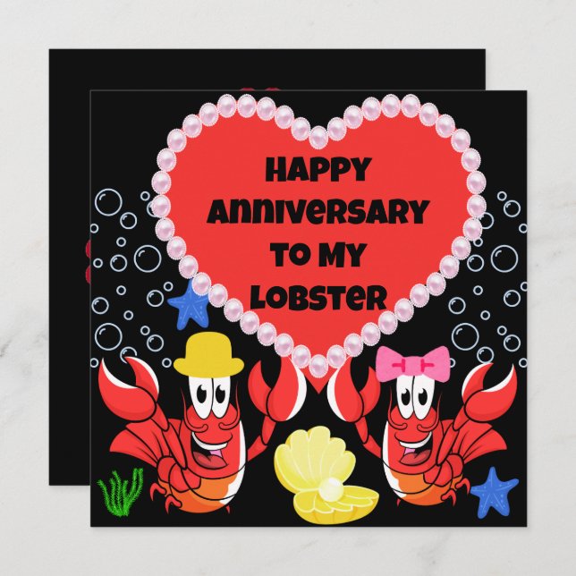 Funny Lobster Anniversary Card for Him and Her  (Front/Back)