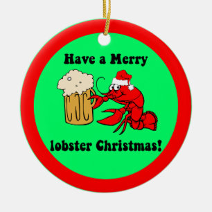 Funny lobster Christmas Ceramic Tree Decoration