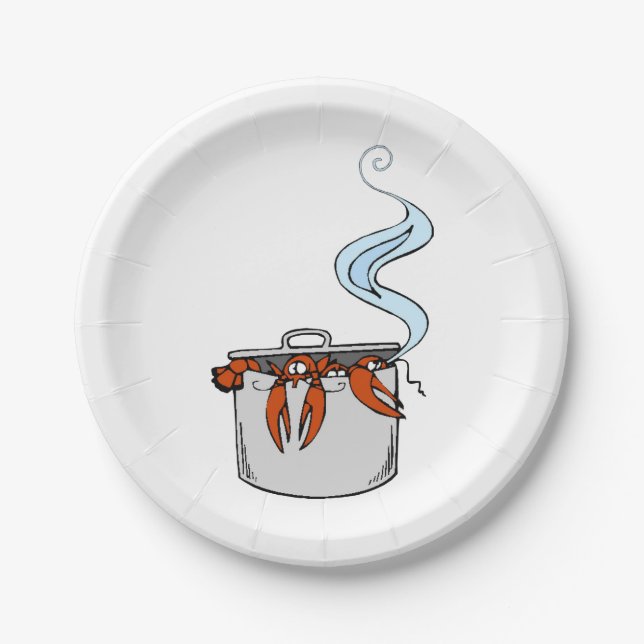 Funny Lobster in a Pot Paper Plate (Front)