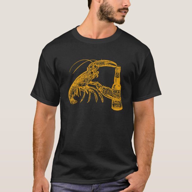 Funny Lobster Open Beer Happy Beer Day Drinking Pu T-Shirt (Front)