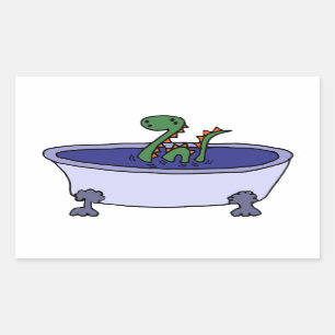 Funny Loch Ness Monster in Bathtub Rectangular Sticker