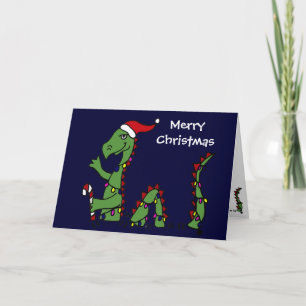 Funny Loch Ness Monster in Santa Hat Christmas Holiday Card