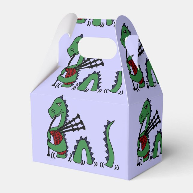 Funny Loch Ness Monster Playing Bagpipes Favour Box (Front Side)