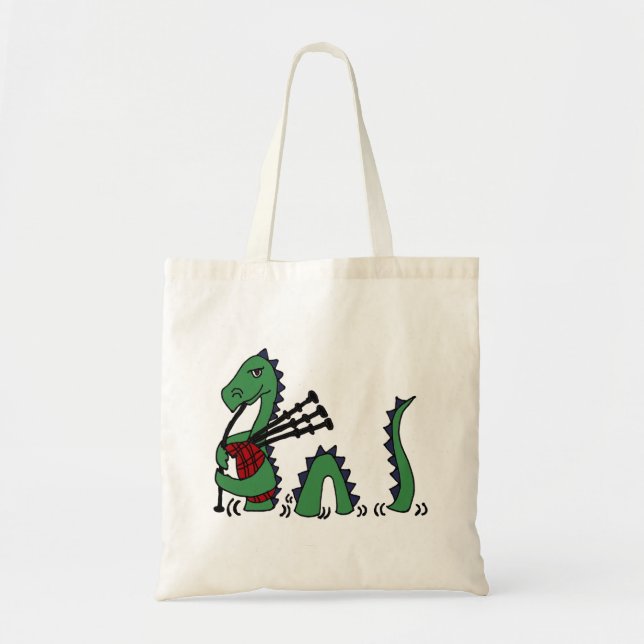 Funny loch ness monster playing the bagpipes tote bag (Front)