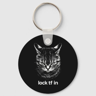 Funny lock tf in cat graphic motivational retro key ring