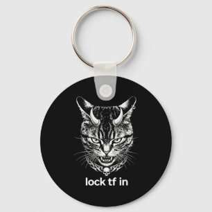 Funny lock tf in cat graphic motivational retro key ring