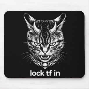 Funny lock tf in cat graphic motivational retro mouse pad