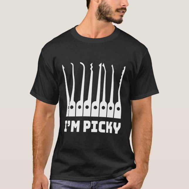 Funny Locksmith Lock Picking Picky Joke T-Shirt (Front)