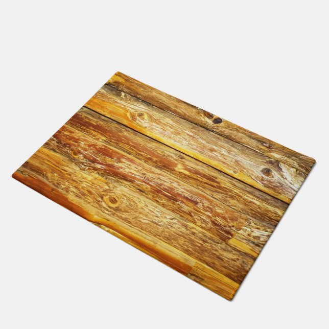 Funny Log Cabin Wood Look Doormat (Angled)