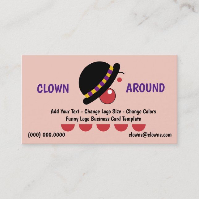 Funny Logos Clown Comedy Business Card (Front)