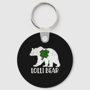 Funny Lolli Bear Green Shamrock St Patricks Day Key Ring