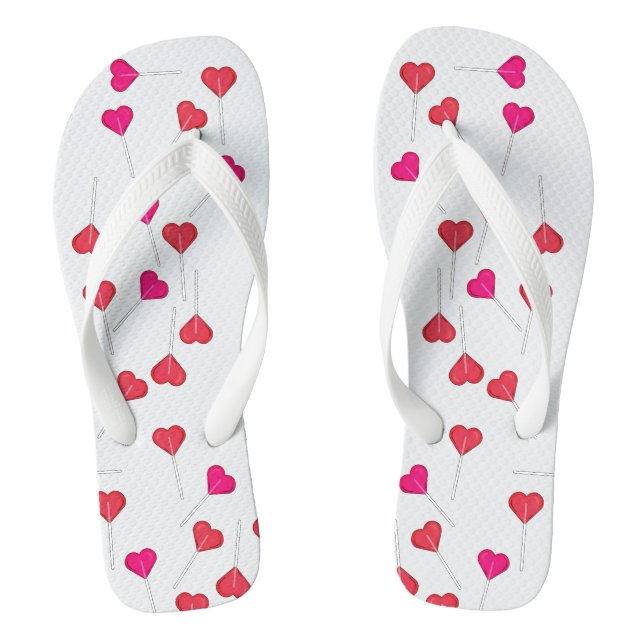 Funny Lolly Red Heart | Lollipop Pattern  Thongs (Footbed)