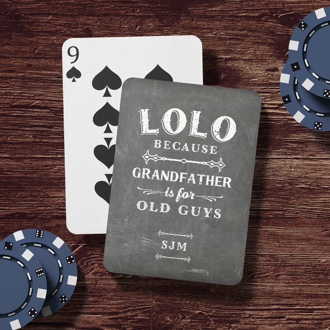 Funny Lolo Grandfather Monogram Playing Cards (Creator Uploaded)