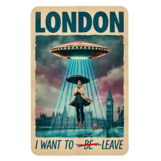 Funny London Alien Abduction Retro Sci-Fi Poster Magnet