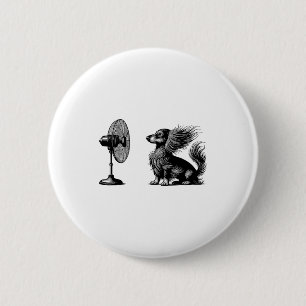 Funny Long Haired Dachshund Dog With Fan Doxie Wie 6 Cm Round Badge
