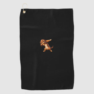 Funny Long Haired Dachshund Doxie Dabbing Dog Men Golf Towel