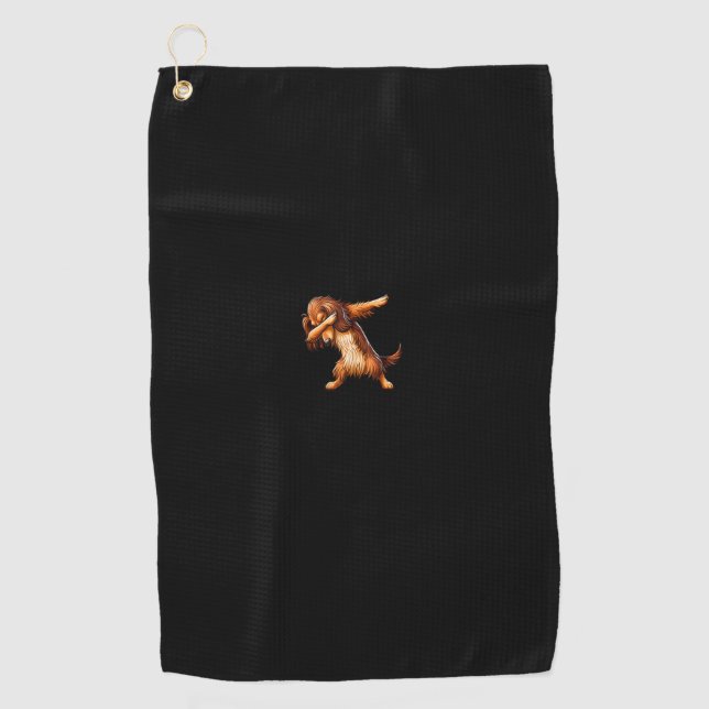Funny Long Haired Dachshund Doxie Dabbing Dog Men  Golf Towel (Front)