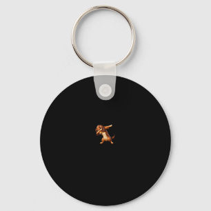 Funny Long Haired Dachshund Doxie Dabbing Dog Men  Key Ring