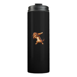 Funny Long Haired Dachshund Doxie Dabbing Dog Men  Thermal Tumbler