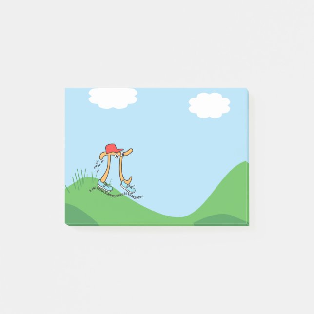 Funny Long Running Pi ©  illustration Gift Post-it Notes (Front)