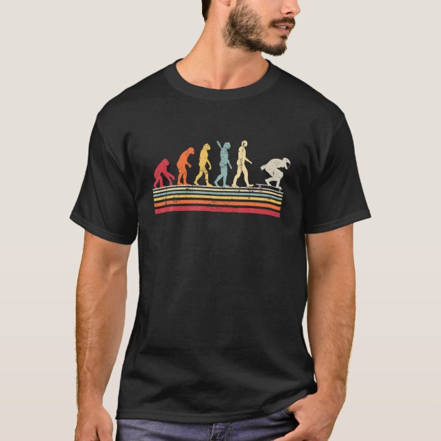 Funny Longboarding Evolution Of Man Vintage Retro T-Shirt (Front)