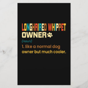 Funny Longhaired Whippet Vintage Retro Dog Mum Dad Stationery