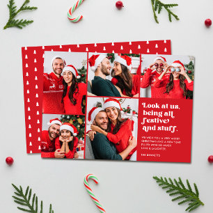 Funny Look at Us 5 Photo Collage Christmas Holiday Card