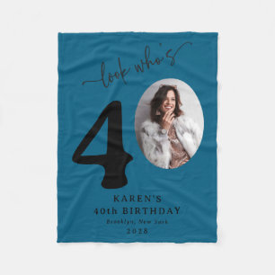 Funny Look Whos 40 Stylish 40th Birthday Fleece Blanket