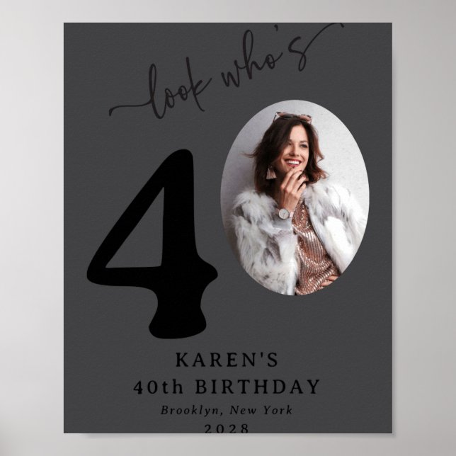 Funny Look Whos 40 Stylish 40th Birthday  Poster (Front)